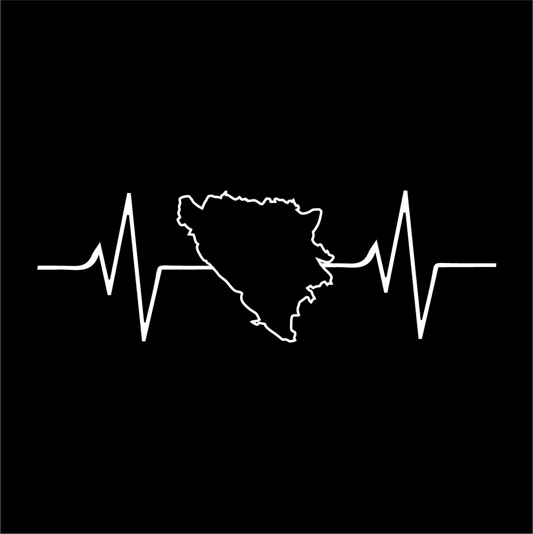 Sticker Bosnien Umriss Herzschlag