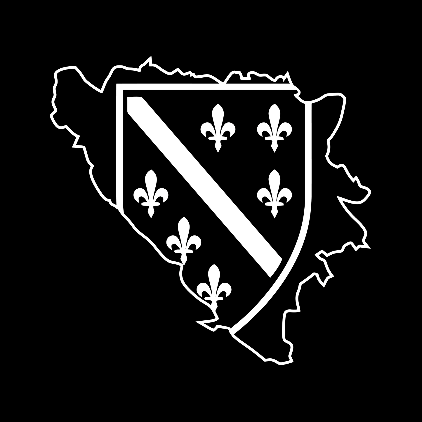 Sticker Bosnien Umriss mit Wappen